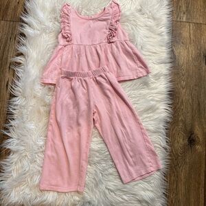 Little Me Toddler Girls 3T Pink Ruffle Top & Wide Leg Pants Outfit Set